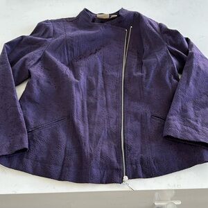 Chico’s purple MOTO jacket - fabric looks like lace - EUC - worn a couple times